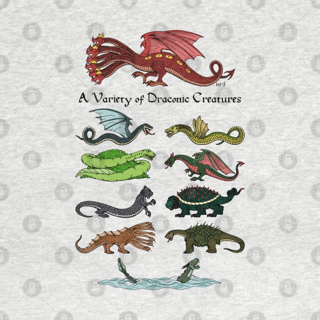 A Variety of Draconic Creatures by AzureLionProductions